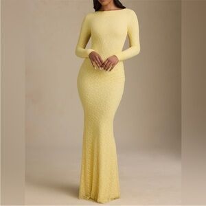Oh Polly Yellow Long Sleeve Maxi Dress